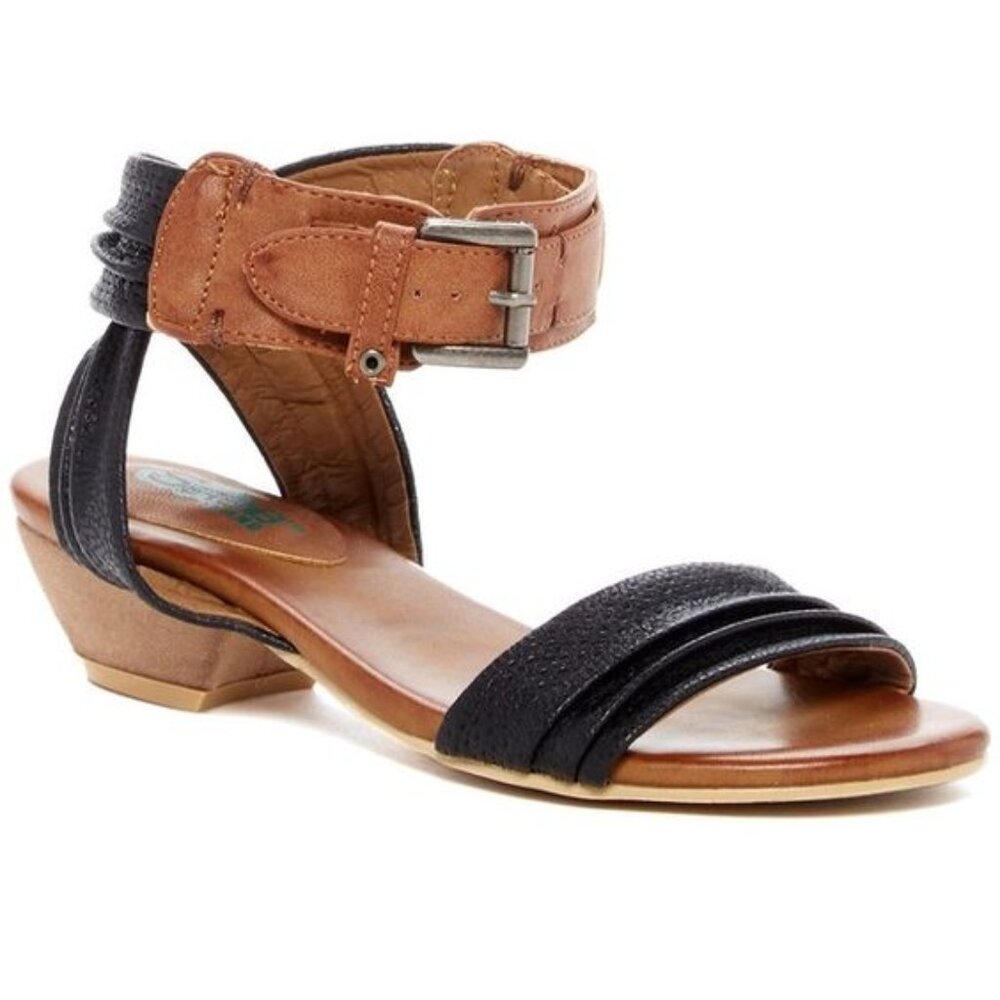 Serene Island Mooskie Ankle Wrap Around Sandals Black Women's Size 6.5